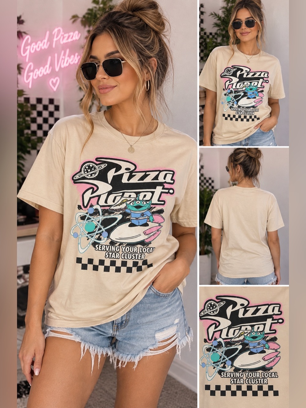 Toy Story Pizza Planet Graphic Tee - Beige